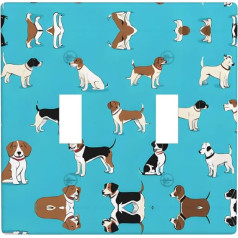 Lichtschalter-Abdeckplatte, 2-Gang-Doppel-Kippschalter, dekorative Schalterplatten, 11,4 x 11,4 cm, Wohnungs-Essentials, Heimdekoration, Einweihungsgeschenk, Cartoon-Beagle-Hund