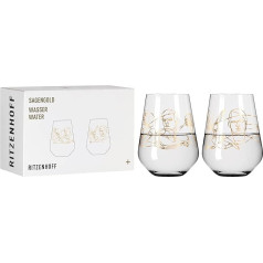 RITZENHOFF 3421001 Stiklinė vandeniui 500 ml, serija Sagengold Nr. 1, 2 vnt., mitologijos motyvas, tikras auksas, pagaminta Vokietijoje
