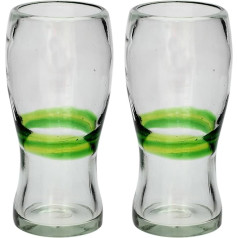 Tumia LAC Handgemachtes Bierglas - recyceltes Glas - Gemischtes Grün - Set aus 2 Gläsern