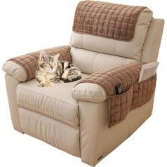 Sofa-Armlehnenbezug, rutschfester Sesselbezug für Armlehnen, Kopfstütze, Sofa-Schonbezug mit Seitentasche, Möbelschutz für Haustiere, Ledersofa, Couch (Karis, 1 Sitzlehne)