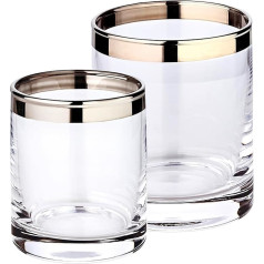 EDZARD 2 Molly rinkinys, rankomis pūstas krištolinis stiklas su platinos kraštu, aukštis 8 cm, skersmuo 7 cm ir aukštis 10 cm, skersmuo 8,5 cm