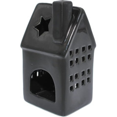 Juodos spalvos žibintų namelis / šviesos namelis pagamintas iš porceliano, dydis D x Š x V apie 7 x 8 x 16 cm