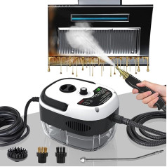 Rankinis garų valytuvas, 2500 W universalus garų valytuvas, 1000 ml, baltos spalvos, su 3 tipų antgaliais, 6 reguliuojamais greičiais, skirtas tapetams, grindims, kilimams, automobiliams, plytelėms, apmušalams valyti