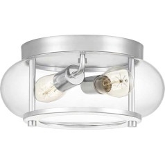 Licht-Erlebnisse Lubų šviestuvas Vonios kambarys IP44 Apvalus skersmuo 30,5 cm Chromas Metalinis stiklas 2x E27 Derlius Lubų šviestuvas Vonios kambarys Drėgno kambario lempa