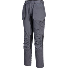 Portwest CD883 Eco WX2 Stretch-Arbeitshose für Herren, mit Holster und Mehreren Taschen, Cargo-Sicherheitshose mit Kniepolstertaschen, Metalgrau, Größe 48