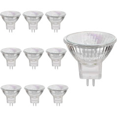 Witsun MR11 halogeninės lemputės, 10 vnt., MR11/GU4 halogeninis reflektorius, 12V, 20W, 300LM, 2800K šiltai balta, GU4 cokolio, lemputės dydis 35mm*35mm