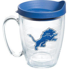 Tervis 1268416 NFL Detroit Lions puodelis su emblema ir mėlynu dangteliu, 16 oz, skaidrus