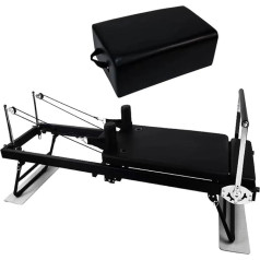 RVIFY Pilates Reformer neslystantis su dėžute Balta studija su geriausiomis spyruoklėmis Pilates Reformers Core Metal Bed Fitness Mat (juoda lova juoda dėžutė)