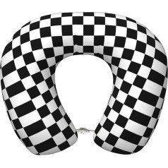 UVBDF Ergonomiška kelioninė kaklo pagalvė Memory Foam Black and White Check, skirta visoms miego pozoms