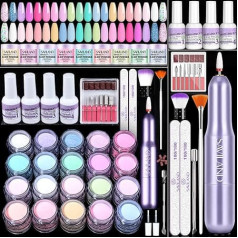 SAVILAND Dip Powder Nagų rinkinys su grąžtu: 20 ryškių spalvų Dip Powder Keratino akrilo Dip Powder pradinis rinkinys su VE ir ricinos aliejumi Dip Base Activator Top Ombre French Nail Art Vasaros manikiūro salonas