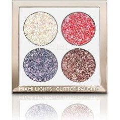 NABLA Miami Lights Glitter Palette akių paletė 4 atspalvių blizgučių hibridinė formulė su daugiamatėmis blizgučių kombinacijomis