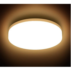 LED lubų šviestuvas, atsparus purslams, IP54, su 13 W 1500 lm šviesos diodų plokšte, 22 cm skersmens, 3000 K šiltai baltos spalvos, tinka vonios kambariams