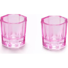 2 Stück Rosa Nail Art Glas Kristall Cup Professionelle Maniküre Tönungstopf Nail Art Powder Dish Mini Bowl Cups für Nail Art Werkzeuge Nail Art Zubehör