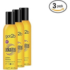 got2b Schwarzkopf Lure Mousse with Hold 3 - paryškintoms garbanoms ir žvilgesiui, sutramdo išsišakojusius plaukus, apsaugo nuo garbanų slinkimo, 3 x 250 ml