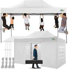 COBIZI Pavillon 3x4,5 Wasserdicht Stabil Winterfest mit 4 Seitenwand, Popup Faltpavillon Partyzelt, Faltbarer Sonnenschutz Gartenpavillon für Strand Hochzeit Camping mit Handtasche(3 mal 4,5m Weiss)