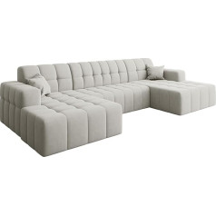 Kaiser Möbel - Kampinė U formos sofa - Nimes sofa svetainei - sofa lova, spyruoklinis pagrindas, sofos komplektas, minkšta sofa, gyvenamasis kraštovaizdis - dvi dekoratyvinės pagalvėlės, portlando veliūro audinys - 170 x 352 x