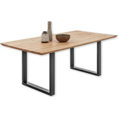 Stella Trading BENNET BIG valgomojo stalas iš ąžuolo masyvo - aukštos kokybės valgomojo stalas su metaliniu rėmu jūsų valgomajam - 220 x 74 x 100 cm (plotis x aukštis x gylis)