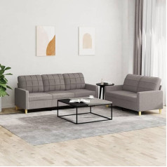 LAPOOH 3201313 2 dalių sofos komplektas su pagalvėle Taupe audinys, sofa su poilsio funkcija, sofos komplektas, svetainės sofa, sofa, sofos komplektas