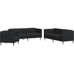 Vidaxl Sofos komplektas, 3 dalių fotelis, svetainės sofa, minkšta sofa su atraminėmis kojomis, sofos komplektas, sėdimoji dalis, modernus, juodas audinys