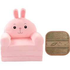 Mumusuki Vaikiški baldai, maža sofa vaikams, 2-in-1 sulankstoma animacinių filmų princesė mergaitė kūdikis sulankstoma sėdynė viengulė tingi sofa lova gyvenamajame kambaryje miegamajame (rožinė)