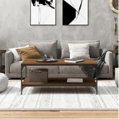 Fenlax Kavos staliukas iš medžio medžiagos, plieno, 80 x 50 x 40 cm, rudas ąžuolas, svetainės stalas, šoninis stalas, stalelis, centrinis stalas, staliukas, staliukas, daugiafunkcinis stalas, svetainė, sofa