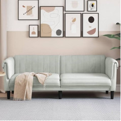 Tidyard Sofa 3-vietė sofa Gyvenamasis kambarys Minkšta sofa Svečių sofa Šiuolaikinė sofa sofa Šviesiai pilkas aksomas