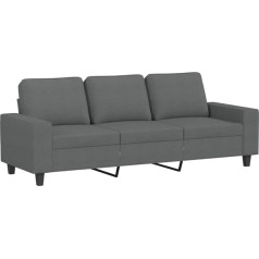 Tidyard Sofa 3-vietė medžiaginė sofa Minkšta sofa Lounge Sofa sofa sofa Minkšti baldai Svetainės sofa Tamsiai pilka 180 cm audinys