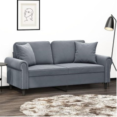Klyeon 2 vietų sofa su dekoratyvine pagalvėle, tamsiai pilka, 140 cm, aksomas, moderni aksominė sofa 2 asmenims, jaukus poilsis, TV žiūrėjimas arba pokalbiai, svetainė, Sofos