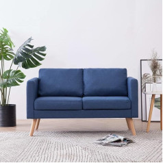 Hommdiy Sofa Medžiaginė sofa 2 sėdimųjų vietų / 3 sėdimųjų vietų minkšta sofa Lounge Couch Wood Design (mėlyna 2 sėdimųjų vietų)