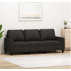 Secoli 3 sėdimų vietų sofa, 3 sėdimų vietų sofa, medžiaginė maža sofa, moderni 3 sėdimų vietų svečių sofa su porankiu, tiuftuota sofa-lovesa svetainei / miegamajam / biurui / butui, 180 cm, juoda