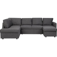 Beliani Patogi sofa 2 x Chaise Louge minkštasuolis Tamsiai pilka Karrabo