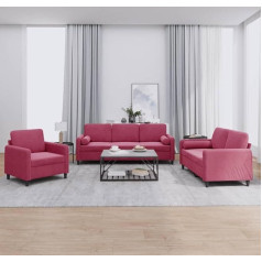 Ccciner 3-TLG. Sofos komplektas su pagalvėlėmis vyno raudonumo aksomas, prabangi aksominė sofa: jaukus sofos komplektas svetainei ir miegamajam Sofos ir sofos