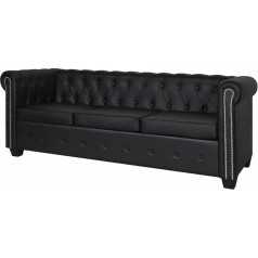 Ciadaz Česterfildo sofa 3 sėdimų vietų miegamoji sofa gyvenamajam kambariui Svetainės sofa butams Didelės sofos Dirbtinė oda Juoda