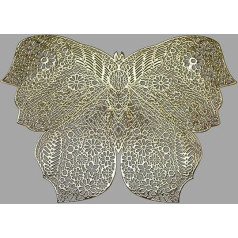 Mesnt Padėkliukas iš PVC, 4 metalinių, drugelio formos, atsparus karščiui, modernus, skirtas virtuvės namų valgomojo stalui restorane, 45x33 cm, aukso spalvos