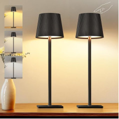 BUCASA belaidis LED stalinis šviestuvas, 2 vnt., modernus LED stalinis šviestuvas, belaidis jutiklinis, reguliuojamas, metalinis stalinis šviestuvas, įkraunama baterija, 4800 mAh, IP54 vandeniui atsparus naktinis šviestuvas miegamajam, vakarėliui, d