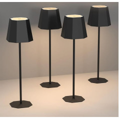 4 LED akumuliatorinių stalinių lempų pakuotė, belaidė, įkraunama, 3 spalvų temperatūros, stalinė lempa, naktinė lempa, be laido, jutiklinė lempa su USB-C, skirta lauko naktiniam staliukui, valgomojo stalui,