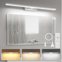 APONUO LED veidrodinė lemputė su jungikliu, 18 W, 80 cm, 1800 lm, 3000 K - 6000 K, reguliuojamas vonios kambario veidrodinis apšvietimas su nuotolinio valdymo pulteliu, nerūdijantis plienas, makiažo apšvietimas, IP44, 800 mm sieninis šviestuvas, nu