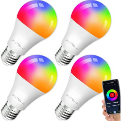 ANTELA Alexa Lamp WLAN lemputė E27, 9 W LED RGB lemputė, šilta balta (2700 K) šalta balta (6500 K), suderinama su 