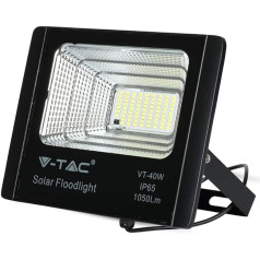 V-TAC LED žibintas 40W su saulės kolektoriumi ir nuotolinio valdymo pulteliu 6000K
