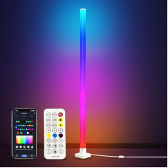 sympa RGB LED grindų lempa gyvenamajam kambariui, WiFi grindų lempa, reguliuojama nuotolinio valdymo pultu ir programėle, 16 milijonų spalvų, 58 scenų režimai, muzikos režimai, 
