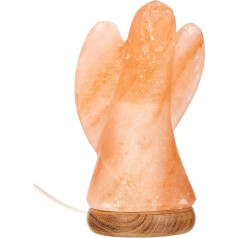Himalajų uoliena SALT DREAMS 4041678004118 Šviečiantis angelas su mediniu pagrindu, apie 19 CM, su elektros ir lemputės įranga