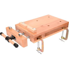 MYOYAY Nešiojamas obliavimo stalas 53 x 28 x 7 cm Mini darbastalis iš buko medienos, reguliuojamas darbo stalas, mobilus darbo stalas dirbtuvėms, darbo stalas medienai prispausti ir obliuoti