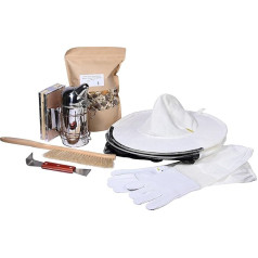 dobar® 28336e Bitininko pradinis rinkinys 6 dalių - bitininko reikmenys - bitininkystės reikmenys - rūkyklė ir rūkymo mišinys - 1x lazdelinis kaltas, 1x rūkyklė, 1x šluotelė, 1x rūkymo mišinys, 1x bitininko pirštinės, 1x