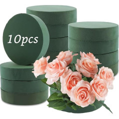 DAJAVE 10 gėlių putų pakuotė Apvalios gėlių putos 16,5 x 4 cm Žalios gėlių putos, skirtos šviežioms gėlėms, vestuvėms, gimtadieniams, sodui, namų dekoravimui