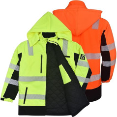 RODOPI Canada-PRO Softshell žieminė gerai matoma striukė - neperšlampama žieminė darbo striukė su storu medvilniniu pamušalu - vyrams ir moterims, S-XXXL dydžio - EN ISO 20471:2013, šviesą atspindinčios juostelės