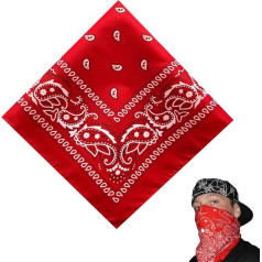 Moteriška skarelė, raudona skarelė, medvilninė, skarelė, skirta viengungių skarelei, galvos apdangalui, plaukams, šalikėliui, Paisley raštas, skarelė vaikams, raudona skarelė (55 x 55 cm), raudona