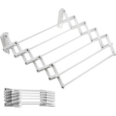ABJ Sieninis drabužių džiovintuvas Teleskopinis drabužių džiovintuvas sienai Akordeono džiovinimo stovas, tvirtinamas prie sienos (50 cm, baltas)