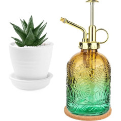 Stiklas-Pflanzen-Sprühflasche mit Untersetzer, Sprühflasche für Pflanzen, Vintage-Pflanzensprüher, dekorativer Pflanzen-Wassernebel für Zimmerpflanzen, Sukkulenten (Farbverlauf, Braun, Grün)