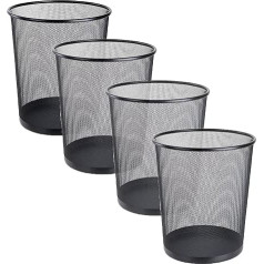 FWEEK 4 dalių metalinė biuro šiukšliadėžė, 12 l metalinė šiukšliadėžė, juoda apvali šiukšliadėžė, šiukšliadėžė, popierinis kibiras miegamiesiems, biurams ir klasėms