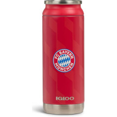 IGLOO Nerūdijančio plieno termo puodelis 450 ml - FC Bayern Munich - licencijuotas sirgalių daiktas - raudonas termo puodelis su klubo logotipu - dvigubos sienelės ir vakuuminė izoliacija